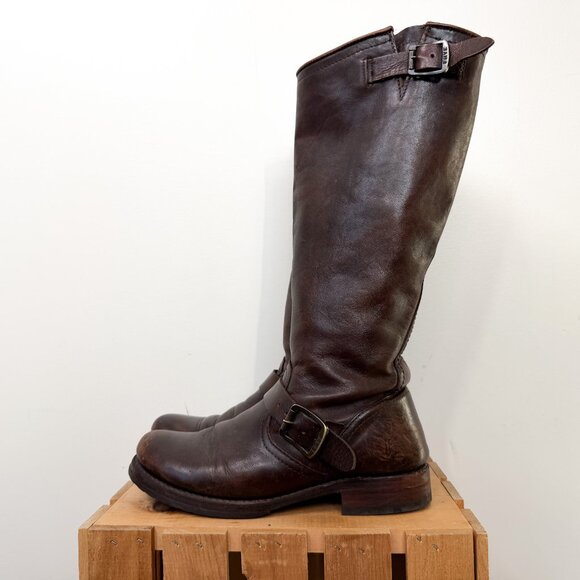 Frye Veronica Slouch Dark Brown Tall Knee High Engineer Boot Women's Size 7.5 - Picture 2 of 7
